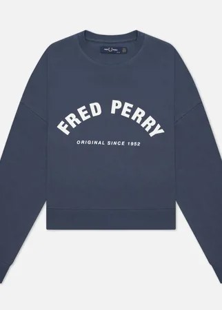 Женская толстовка Fred Perry Arch Branded Crew, цвет синий, размер XS