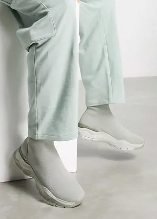 Мятно-зеленые трикотажные кроссовки-носки на массивной подошве ASOS DESIGN-Зеленый цвет