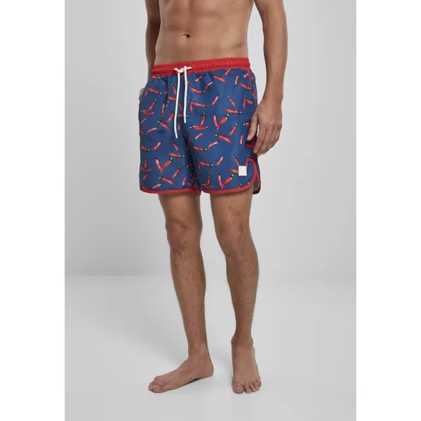 Шорты Urban Classics Swim Shorts Pattern Retro, синий