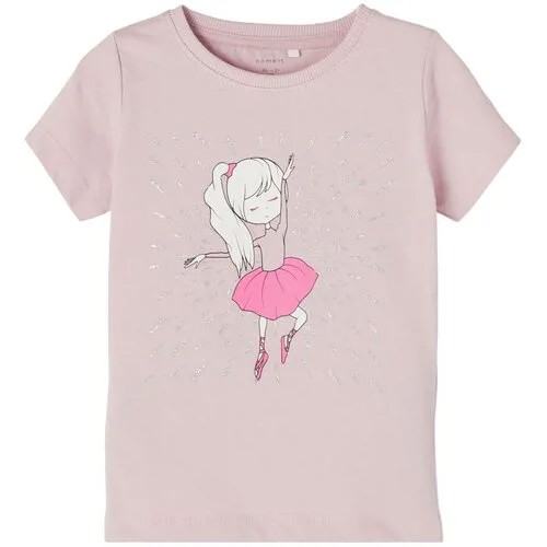 Name it, футболка для девочки, Цвет: серо-розовый, размер: 98