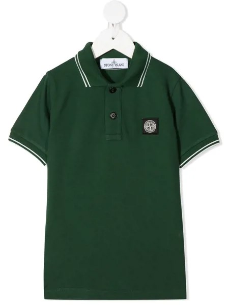 Stone Island Junior рубашка поло с контрастной окантовкой и логотипом