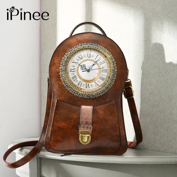 IPinee Высококачественная Женская Индивидуальная сумка через плечо, Классическая Ретро сумка, Европейский Лондонский Многофункциональный рюкзак в форме часов