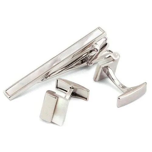 Запонки и зажим в подарочной коробке GREG 156808/Set2, цвет Серебряный