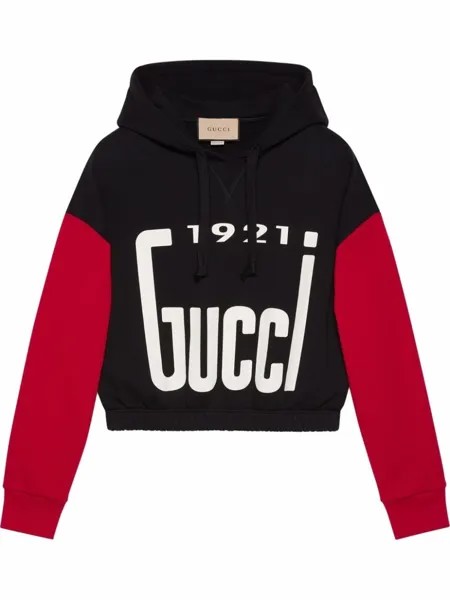 Gucci худи с кулиской и логотипом, черный