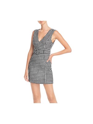 AQUA Женское черное мини-платье в сетку без рукавов Micro Mini Fit + Flare Размер: XS