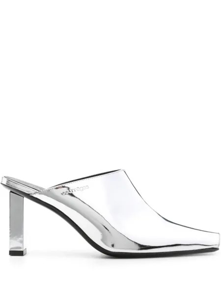 Courrèges мюли Sleek 70 с зеркальным эффектом, серебристый