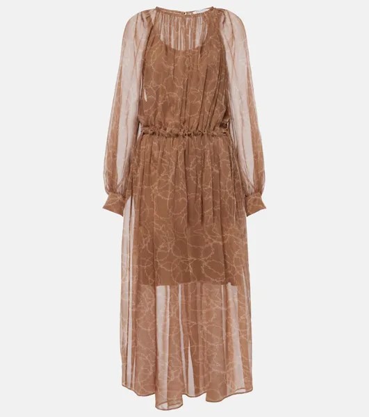 Платье миди из прозрачного шелкового жоржета Max Mara, желтый
