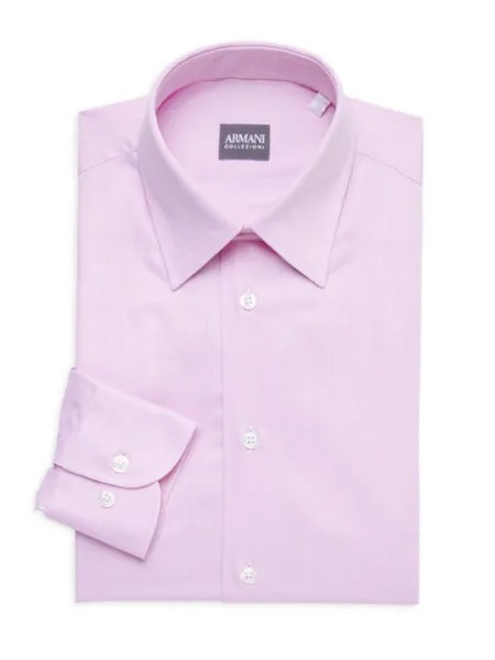 Однотонная классическая рубашка узкого кроя Armani Collezioni, розовый