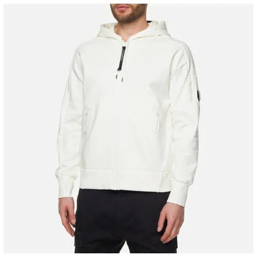 Мужская толстовка C.P. Company Diagonal Raised Fleece Logo Zipped Hoodie белый, Размер XL