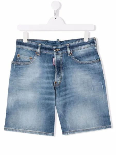 Dsquared2 Kids джинсовые шорты с эффектом потертости