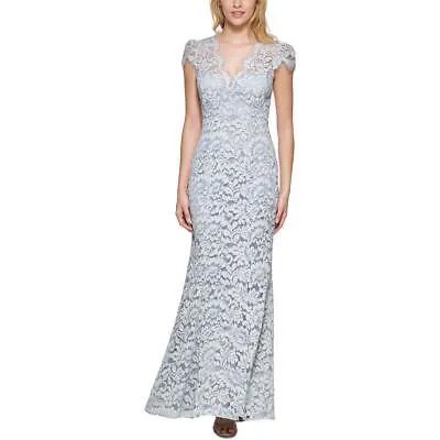 Женское синее кружевное длинное вечернее платье Eliza J 14 BHFO 7284