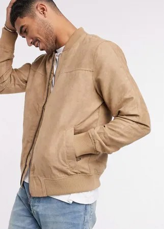 Бежевый бомбер из искусственной замши Celio-Neutral