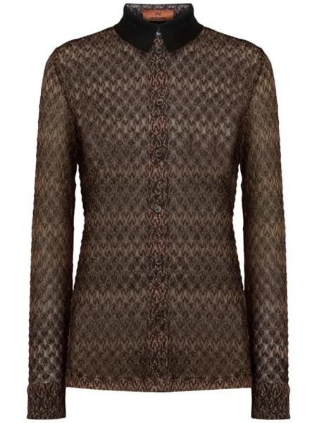 Missoni рубашка с узором шеврон, коричневый