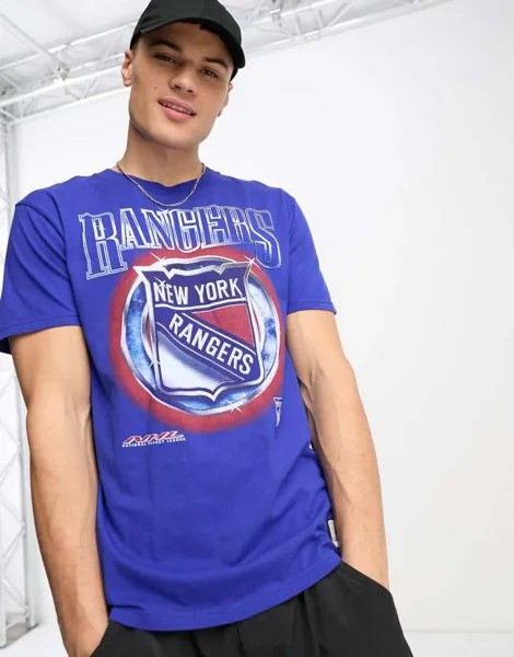 Синяя футболка с хоккейным принтом Hollister NHL NY Rangers