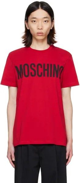 Красная футболка с принтом Moschino