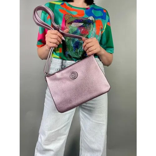 Сумка кросс-боди Polina & Eiterou P 1366Y F001-511 PViolet, фактура зернистая, золотой, розовый