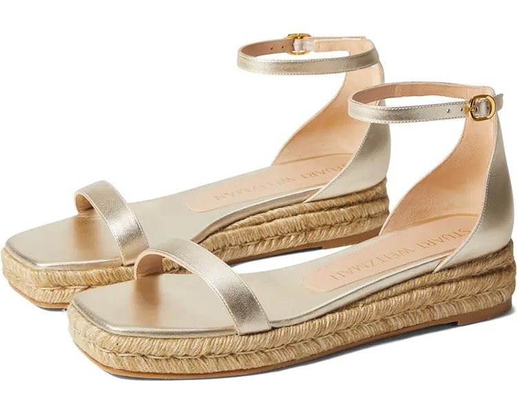 Сандалии Stuart Weitzman Nudistcurve Espadrille Flat Sandal, цвет Platino