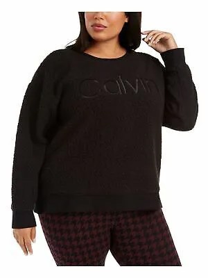 CALVIN KLEIN Женская черная футболка с круглым вырезом и длинными рукавами с вышивкой Plus 3X