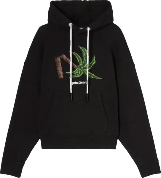 Худи Palm Angels Broken Palm Hoodie 'Black/Green', черный