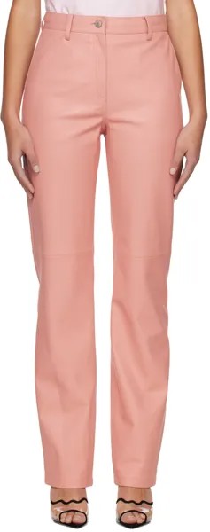 Розовые кожаные брюки со вставками Magda Butrym