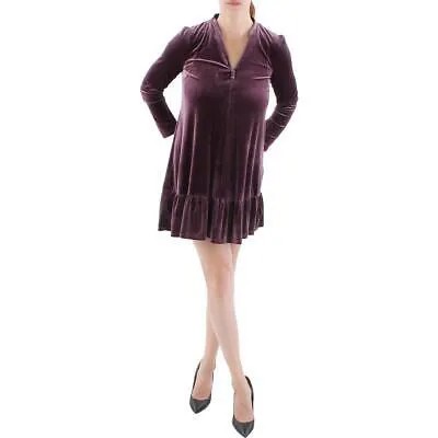 Женское фиолетовое бархатное мини-платье с расклешенной юбкой Taylor Petites 6P BHFO 1219