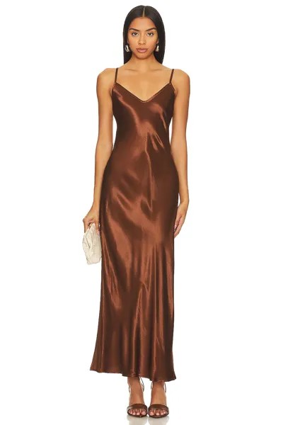 Платье макси Enza Costa Bias Cut, цвет Saddle Brown