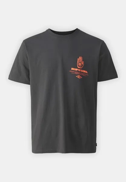 Футболка с принтом King Tee Unisex Rip Curl, стираная черная