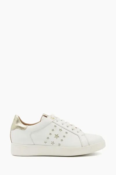 Белые спортивные туфли Elderflowers с полосками и звездами Dune London, белый