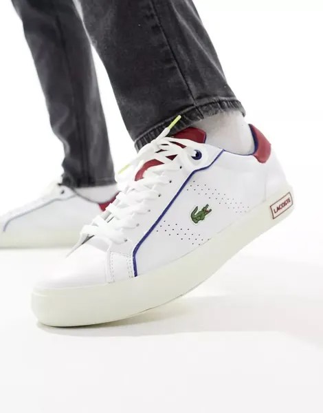 Бело-красные кроссовки Lacoste Powercourt 2.0