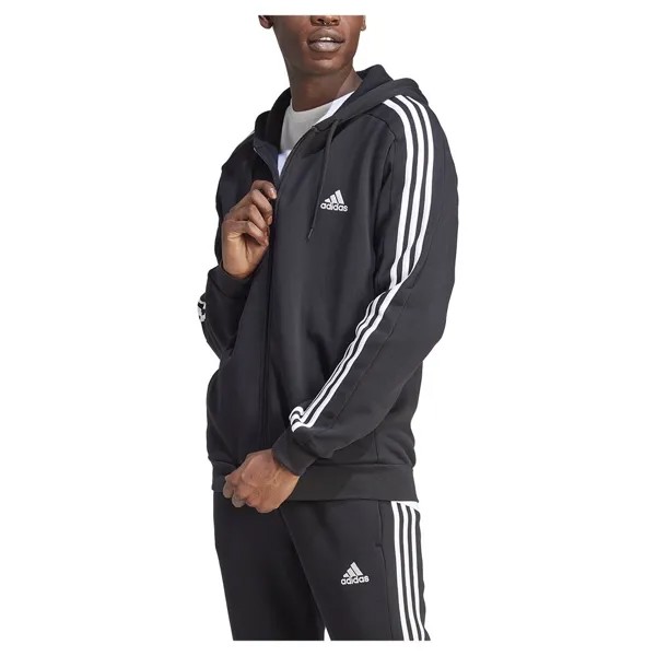 Толстовка adidas Essentials Fleece 3 Stripes Full Zip, черный
