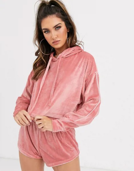 Велюровый худи для дома ASOS DESIGN-Розовый