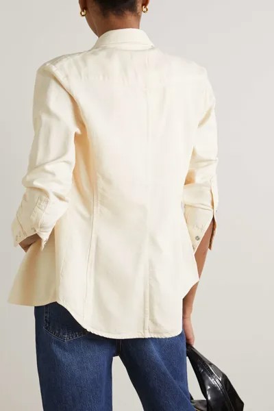RAG & BONE Легкая рубашка Wyatt из смеси хлопка и лиоцелла, экрю