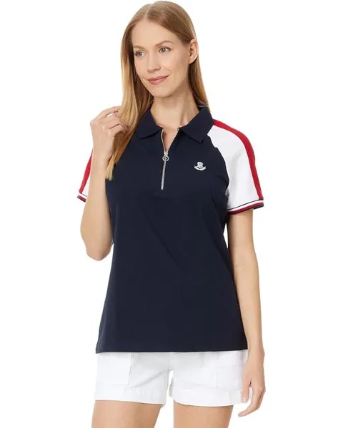Поло Tommy Hilfiger Color-Block Raglan Zip, цвет Sky Captain