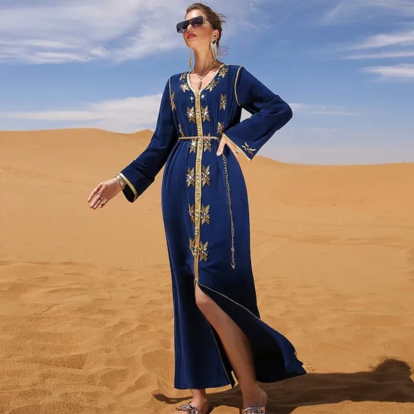 Новое роскошное вечернее платье со стразами для мусульманской вечеринки, длинная юбка для выступлений, французская и испанская Исламская д...