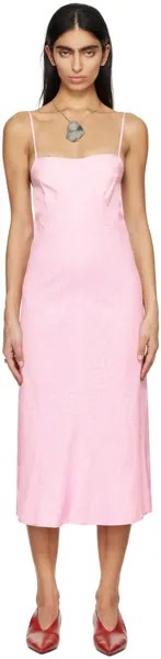 Розовое платье-миди с квадратным вырезом Jil Sander