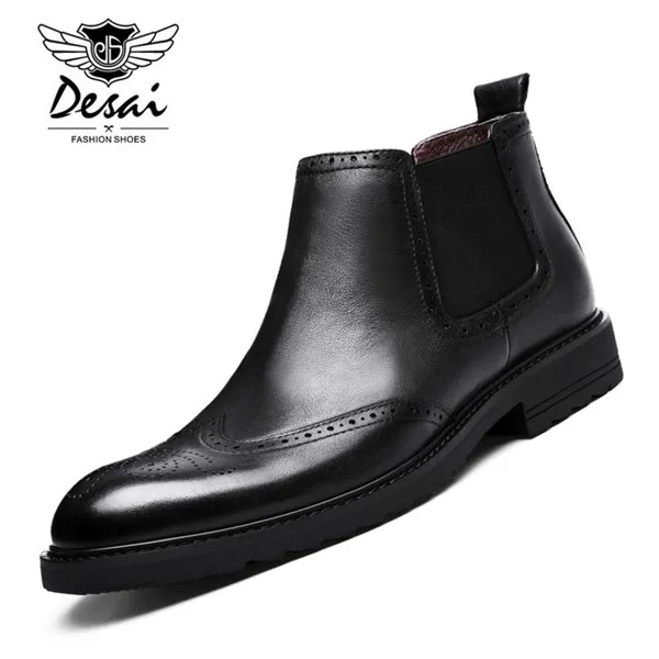 Desai Брендовая обувь из натуральной кожи обувь Bullock Мужская обувь с острым носком Модные британский стиль полусапожки для мужчин ЕС Размеры; Большие размеры 38-43
