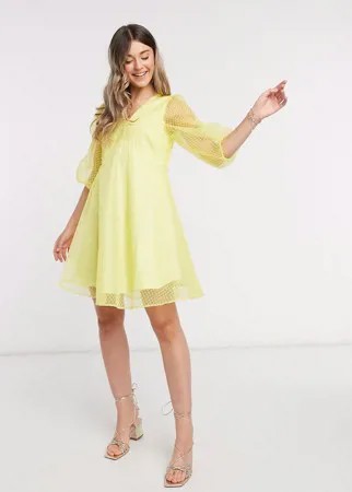 Желтое платье мини из органзы Vero Moda-Желтый