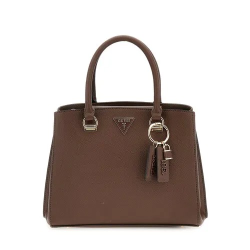 Сумка тоут GUESS Noelle, фактура матовая, зернистая, коричневый
