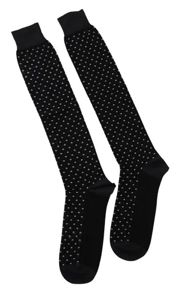 Мужские носки DOLCE - GABBANA, черные хлопковые эластичные носки в горошек с принтом логотипа DG s. М 110 долларов США