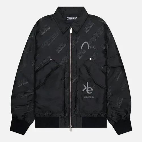 Бомбер Evisu, силуэт свободный, подкладка, размер XL, черный