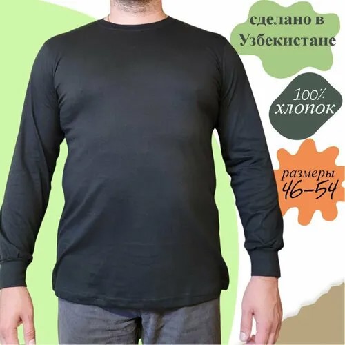 Лонгслив , хлопок, размер 48, черный