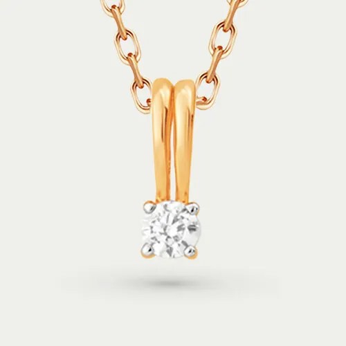 Подвеска GOLD CENTER, красное золото, 585 проба, фианит