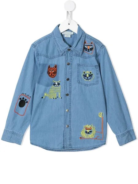 Stella McCartney Kids джинсовая рубашка с вышивкой