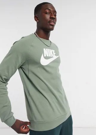 Шалфейно-зеленый флисовый свитшот унисекс с круглым вырезом Nike SB Nomad-Белый