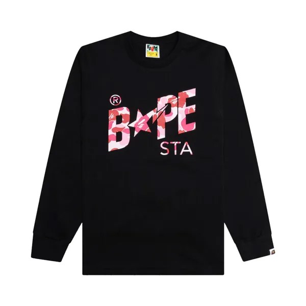 BAPE ABC Camo Футболка с длинным рукавом и логотипом Bape Sta, цвет Черный/Розовый