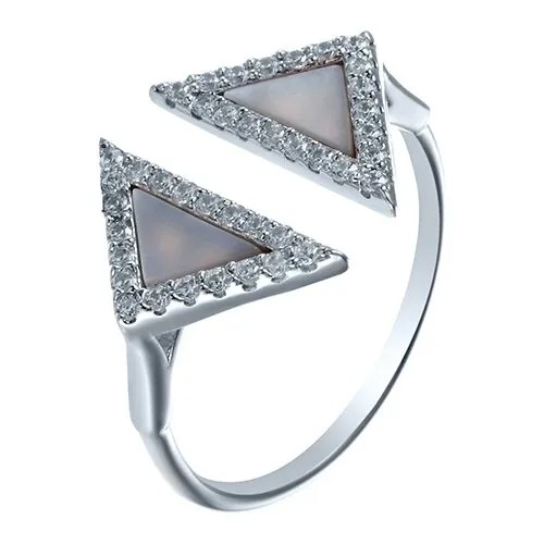 Кольцо ELEMENT47 серебро, 925 проба, перламутр, фианит, размер 18, бесцветный