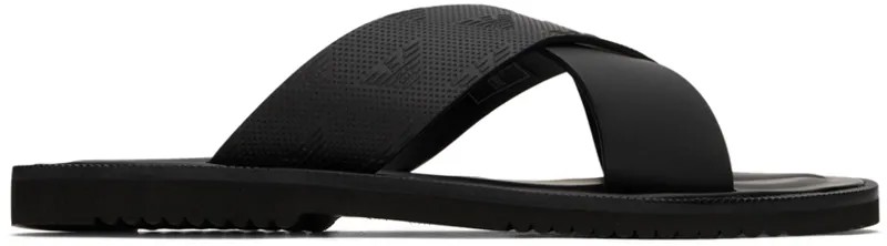 Черные сандалии с перекрестным ремешком Emporio Armani