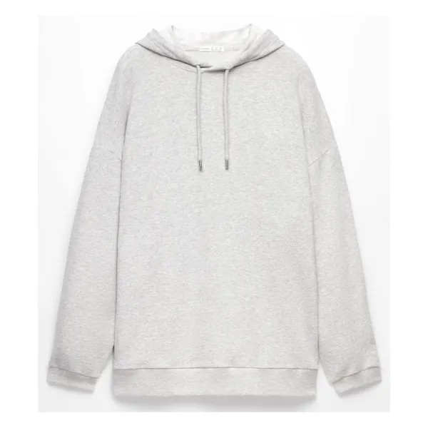 Худи Oysho Cotton Blend Oversize, светло-серый меланж