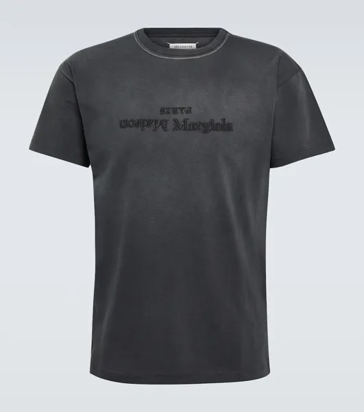 Футболка из хлопкового джерси с логотипом Maison Margiela, черный