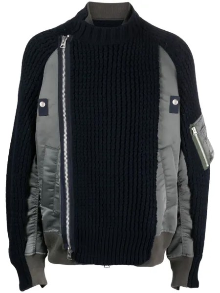 Sacai бомбер со вставками, синий
